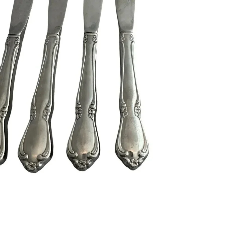 Oneidacraft Deluxe Stainless Flatware Set Chateau Floral Butter Knives Dining